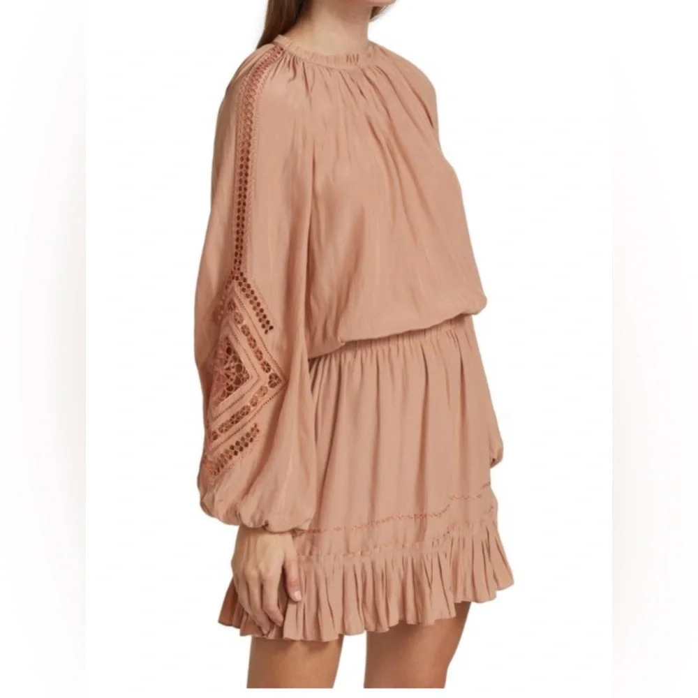 NWT Ramy Brook Emmett Ruffle Minidress Caramel Size Small